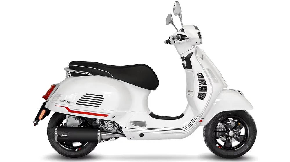Solange Der Vorrat Reicht LeoVince Komplettanlage Edelstahl SBK NERO für PIAGGIO VESPA GTS 300 HPE mit Katalysator
