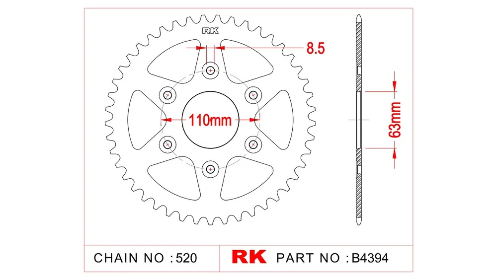 Preisknaller RK Kettenrad 4394 45 Zähne