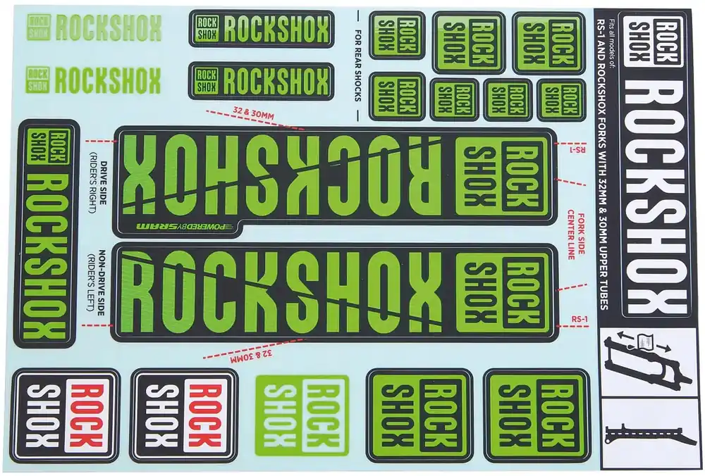 RockShox Dekor Set 30/32 mm grün,schwarz Knallerangebot