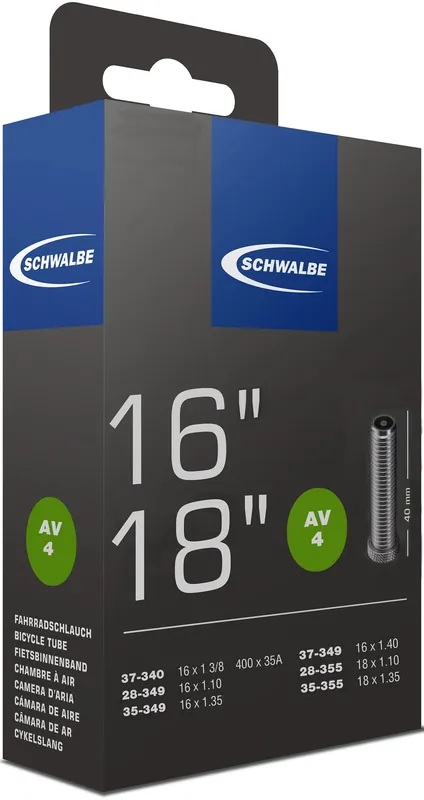 Schwalbe Schlauch Nr. 4 16 Zoll schwarz Schraderventil (AV) Versand Am Gleichen Tag