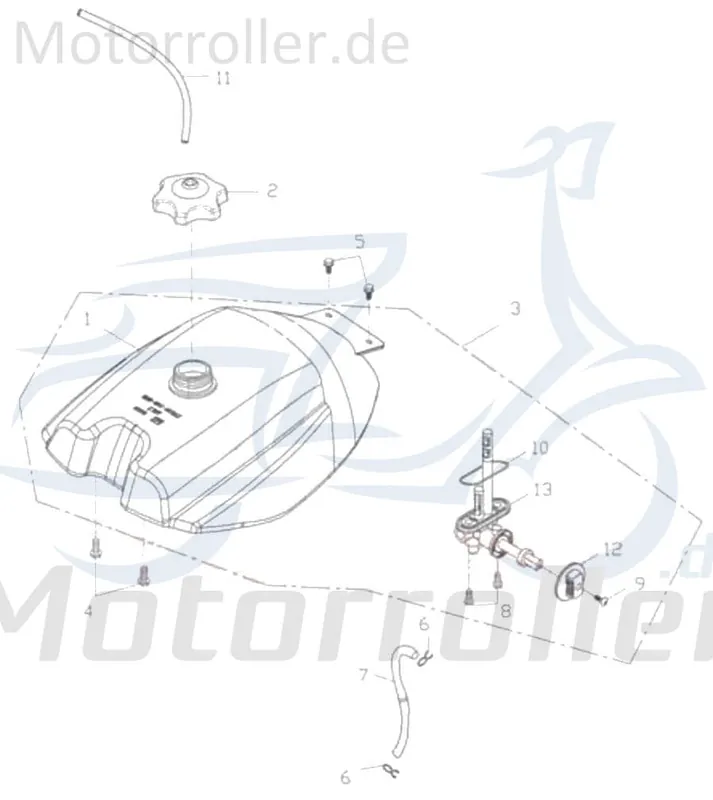 Benzintank mit Benzinhahn Adly Kraftstofftank ATV 50ccm 2Takt Benzin-Tank Kraftstoff-Tank Benzin-Behälter Benzinbehälter 150ccm-4Takt Zertifiziert