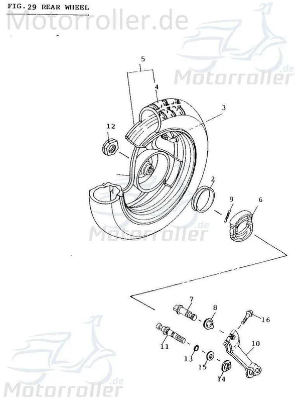 Adly Komplettrad Quad hinten Fox Plus 50 FP-50 + 50ccm 2Takt Felge Reifen Radreifen Motorrollerfelge 50ccm-2Takt Scooter Scoody 50 Abverkauf