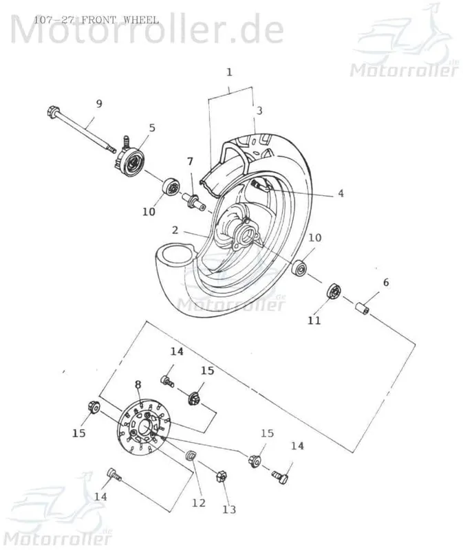 Adly Komplettrad Quad vorn Scoody 50 2 Felge + 50ccm 2Takt Reifen Radreifen Motorrollerfelge 50ccm-2Takt Scooter AT 50 2 Ersatzteil Preis Gesenkt