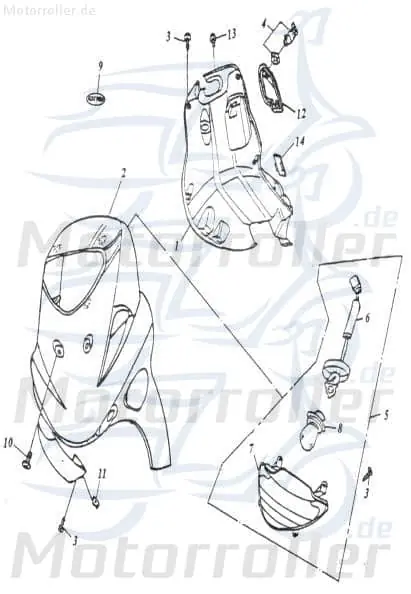 Adly Thunder Bike TB 50 Frontverkleidung 50ccm 2Takt 64301-125-000-SG silbergrau Frontschürze Frontmaske Front-Cover Lenkerverkleidung Günstig
