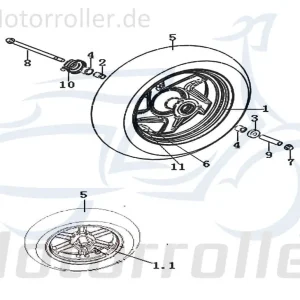 Adly Air Tec 1 50 LC Radachse 50ccm 2Takt CQJ-44004G4CT000 Vorderachse vorne Scooter Keeway F-Act 125 Ersatzteil Service Inpektion Echt