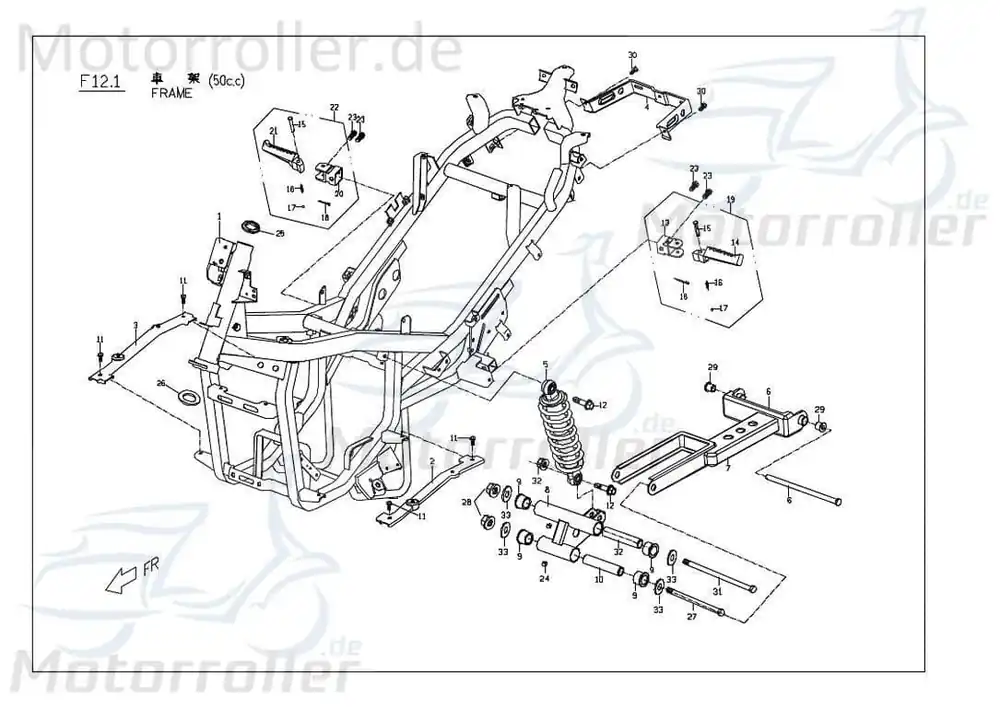 PGO Rahmen G-Max 50 Naked Gestell Metallrahmen Fahrgestell M24210006001 Rahmenteil Grundgerüst Fahrzeugrahmen Fahrzeuggestell Mokick Saisonangebot