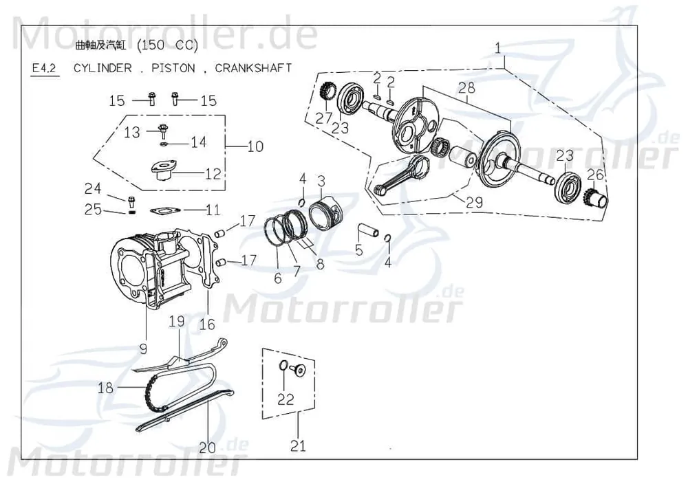 PGO G-Max Kurbelwelle Motorwelle 125ccm 4Takt M2066500000 Kolbenantriebswelle Crankshaft Kurbel-Welle Motor-Welle PGO 125ccm-4Takt Kracherpreis