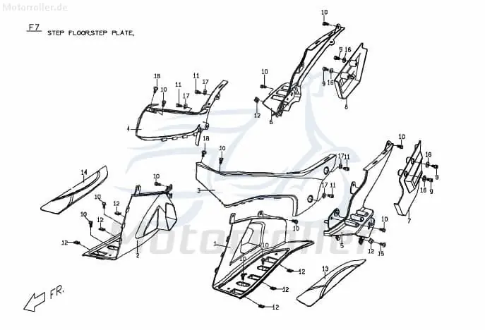 Verkleidung Trittstufe hinten rechts M262D020650 Billig