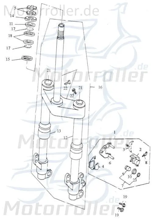 Gabelbrücke Vorderradgabel Telegabel Roller 51100-125-00B1 Gabel-Brücke Vorderrad-Gabel Joch Lenkgabel Gabeljoch Lenkerbrücke Mokick Neue Ware