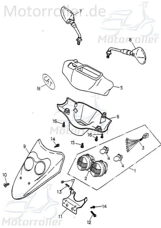 Adly Cat 50 Lenkerverkleidung 50ccm 2Takt 53205-118-000-RM Frontverkleidung Frontschürze Frontmaske Lenkerabdeckung Front-Cover Scooter Top-Seller