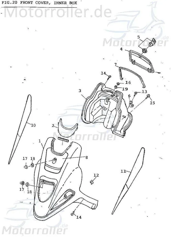 Frontverkleidung blau Frontschürze Frontmaske 64301-109-000-B Front-Cover Lenkerverkleidung Front-Schürze Wetterschild Dekorblende Direktkauf