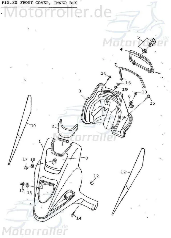 Frontverkleidung schwarz Frontschürze Roller 64301-109-000-S Frontmaske Front-Cover Lenkerverkleidung Front-Schürze Wetterschild Mokick Jetzt Kaufen