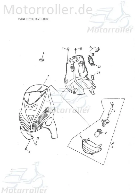 Adly SS-50I. 2 Frontverkleidung 50ccm 2Takt 64301-135-000-SO schwarz-orange Frontschürze Frontmaske Front-Cover Lenkerverkleidung Begrenztes Angebot