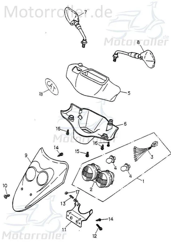 Sichere Zahlung Adly Cat 50 Scheinwerferverkleidung 50ccm 2Takt 64321-118-000-DB Scheinwerfer-Verkleidung Lenker-Verkleidung Scheinwerferabdeckung
