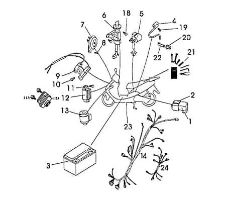 Meistverkauft Kabelbaum Rex RS125 QM125T-10D Stromverteiler Scooter 83283 Kabelsatz Strom-Verteiler Kabel-Set Kabelbündel Kabel-Baum 125ccm-4Takt