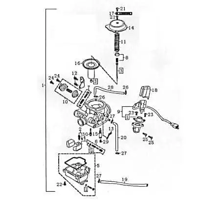 Vergaser Rex RS125 QM125T 10D Carburetor 125ccm 4Takt 83459 Schwimmer-Vergaser Carburateur Benzin-Vergaser Vergaseranlage 125ccm-4Takt Aktuell