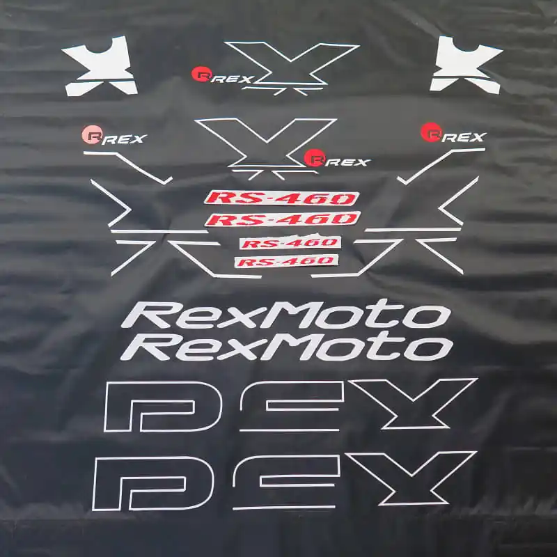 Neue Ware Dekorsatz Rex RS460 (Fahrzeug = schwarz) 700582 Aufkleber Sticker Emblem Schriftzug Logo