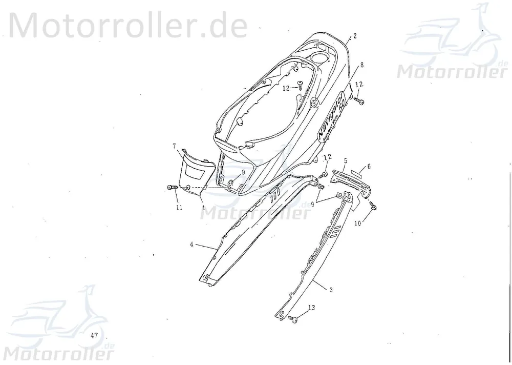 Sale Dekor FLORETT 50 Verkleidung Heck Motorroller 75298