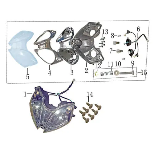 Top-Seller Scheinwerfer Jonway Monaco 125 Race Urban Scooter 1150915-1 Frontscheinwerfer Hauptscheinwerfer Front-Scheinwerfer Vorderlicht Moped