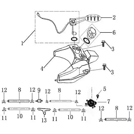 Ausverkauf Kraftstofftank mit Belüftung Jonway Spritbehälter 1170901-1 Kraftstoffbehälter 50ccm-4Takt Scooter Monaco 125 Race Urban RMC-G 50 Moped