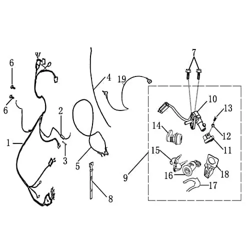 Kabelbaum mit Sicherungshalter und Sicherung Jonway 1070901-4 Kabelsatz Stromverteiler Strom-Verteiler Kabel-Set Kabelbündel Kabel-Baum Kracherpreis
