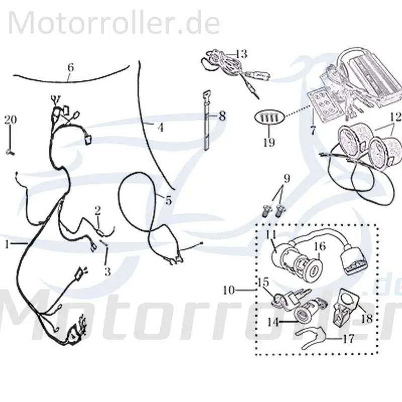 Schlosssatz Jonway RMC-H Galactica 125 DD Tank-Deckel 706044 Tankverschluss Tank-Verschluss Schloss-Set Zünd-Schloss Schlossgarnitur Ausverkauf