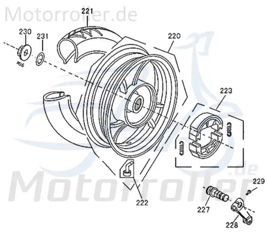 Bundmutter M16 Jonway Florett 2.0 50 City Scooter 741007 Sechskantmutter Flanschmutter Sechskant-Mutter Flansch-Mutter Maschinenmutter Heißes Angebot