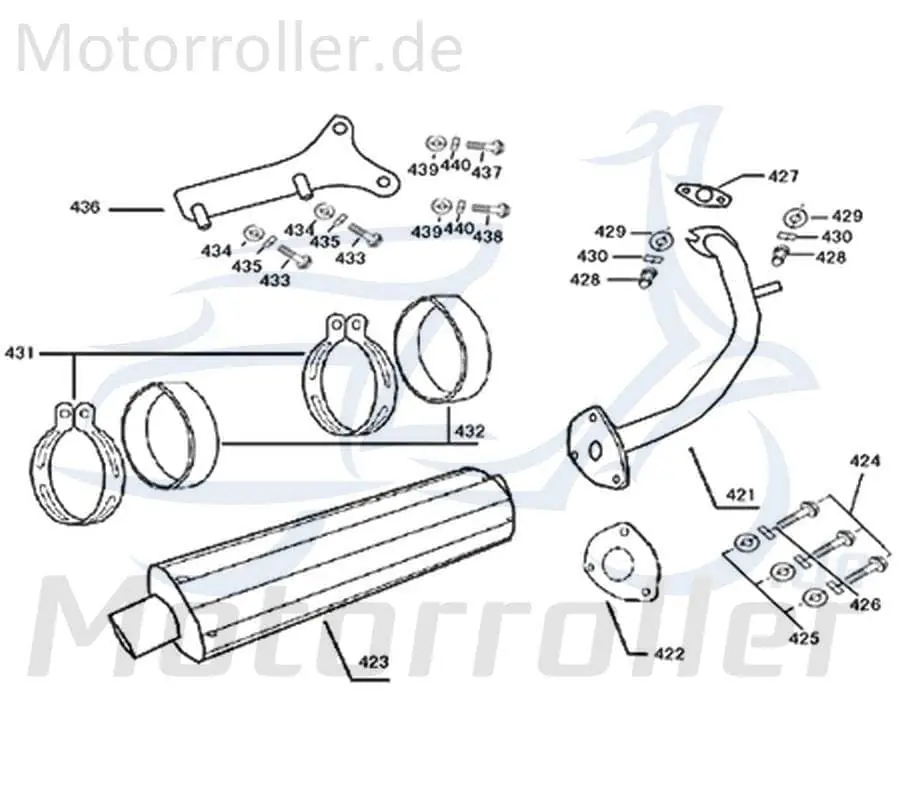 Highlight Jonway Florett 2.0 50 City Auspuffkrümmer 50ccm 2Takt 741038 Abgaskrümmer Auspuff-Krümmer Auspuff-Rohr Auspuff-Bogen Krümmer-Rohr