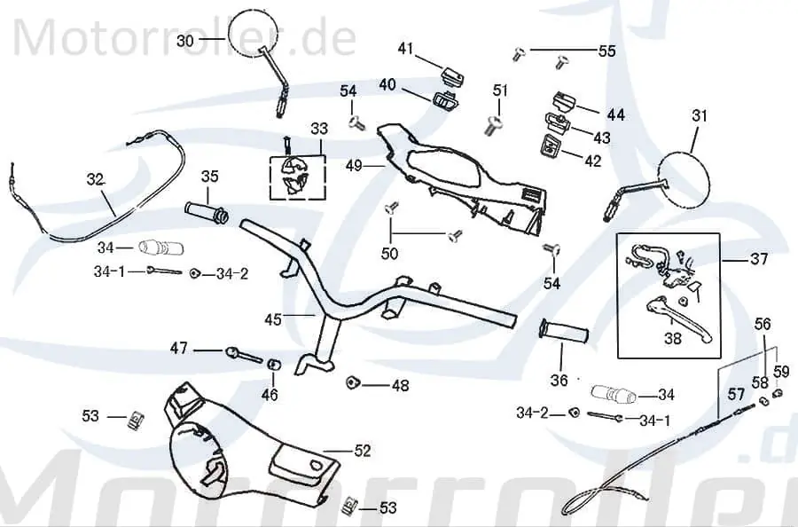 Jetzt Bestellen Kreidler Flory Classic 50 Rückspiegel beidseitig verwendbar 88110-ALA6-E000 verchromt Seitenspiegel Rück-Spiegel 50ccm-4Takt Mokick