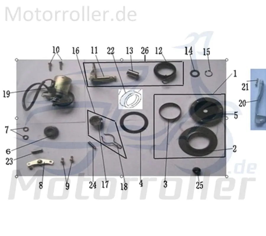 Neue Ware ZNEN Kickstarterradwelle Scooter Roller 28233-EQ5B-9000 50ccm-2Takt Florett 2.0 50 City Florett 2.1 RS 50 Moped Ersatzteil