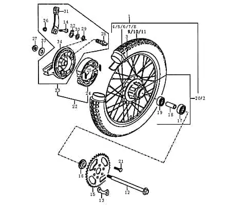 Markenware Hinterachse 89840 für 125ccm 4Takt