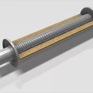 FOX Uni-Schalldämpfer rund mit Stutzen aus Edelstahl Ø250mm Länge 420mm Neuheit