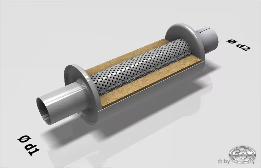 Begrenztes Angebot FOX Uni-Schalldämpfer rund mit Stutzen Ø100mm Edelstahl
