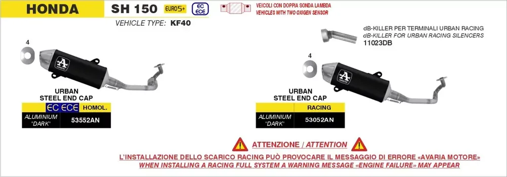 ARROW Urban Komplettanlage Aluminium schwarz passend für Honda SH 150 24-25 Meistverkauft