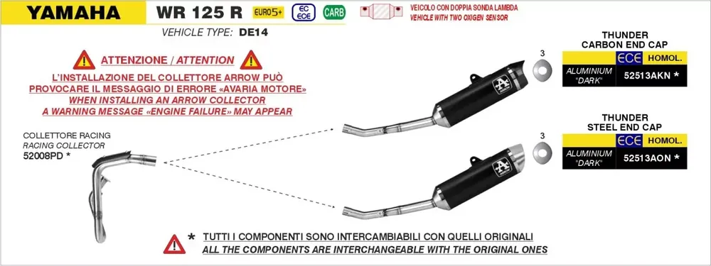 Preiswert ARROW Thunder Endschalldämpfer passend für Yamaha WR 125 R 2026