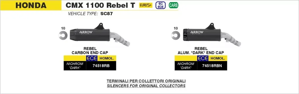 Online Kaufen ARROW Rebel Edelstahl Endschalldämpfer passend für Honda CMX 1100 Rebel T 25-26