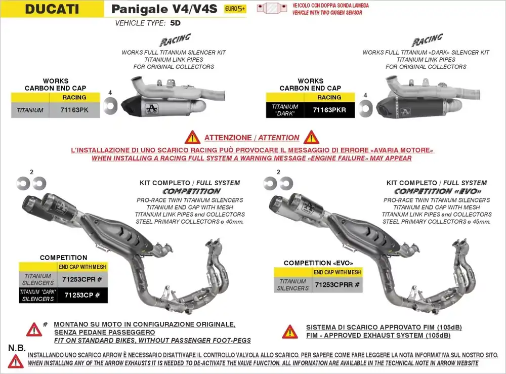Nur Für Kurze Zeit ARROW Competition Double Titan Auspuff passend für Ducati Panigale V4 25-26