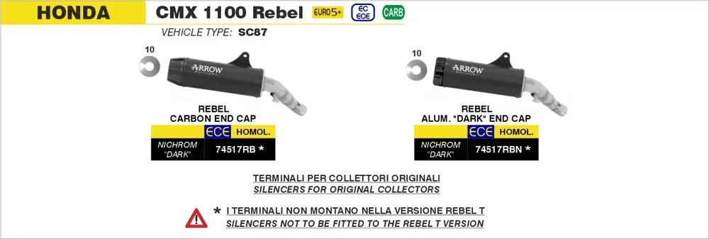 Ausverkauf ARROW Endschalldämpfer passend für Honda CMX 1100 Rebel 25-26