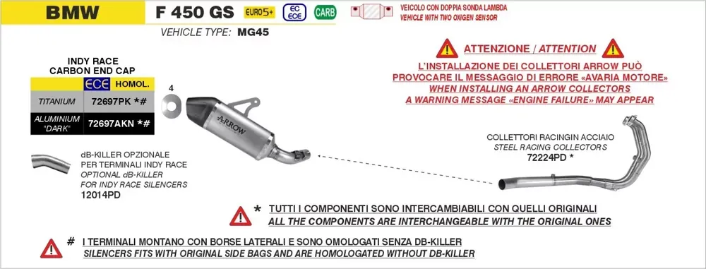 Neue Kollektion ARROW Krümmer Edelstahl passend für BMW F 450 GS 2026