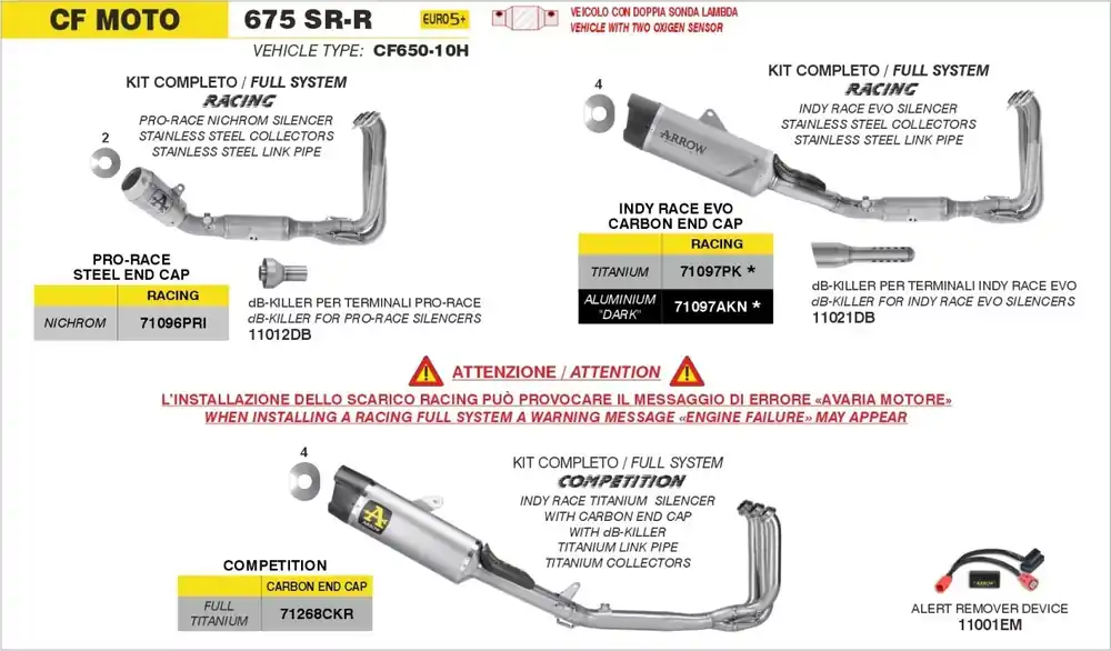 ARROW Indy Race COMPETITION Volltitan Komplettanlage passend für CF Moto 675 SR-R und 675 NK Billig