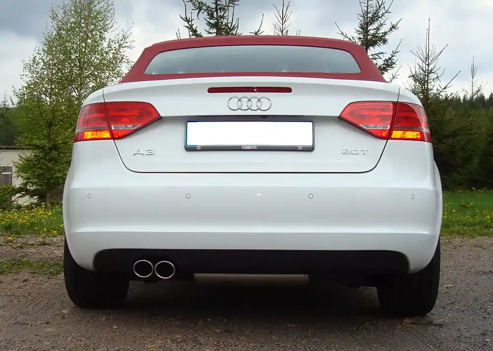 Neue Ware FOX Endschalldämpfer passend für Audi A3 8P Cabrio Ø70mm einseitig - 2x76 Typ 17