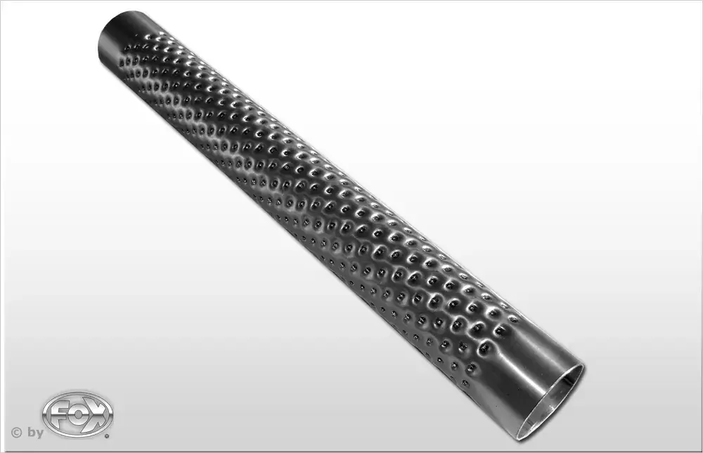 Abverkauf FOX perforiertes Rohr Ø63mm mit nach innen aufgestellten Löchern – Länge 450mm – Edelstahl 1.4301
