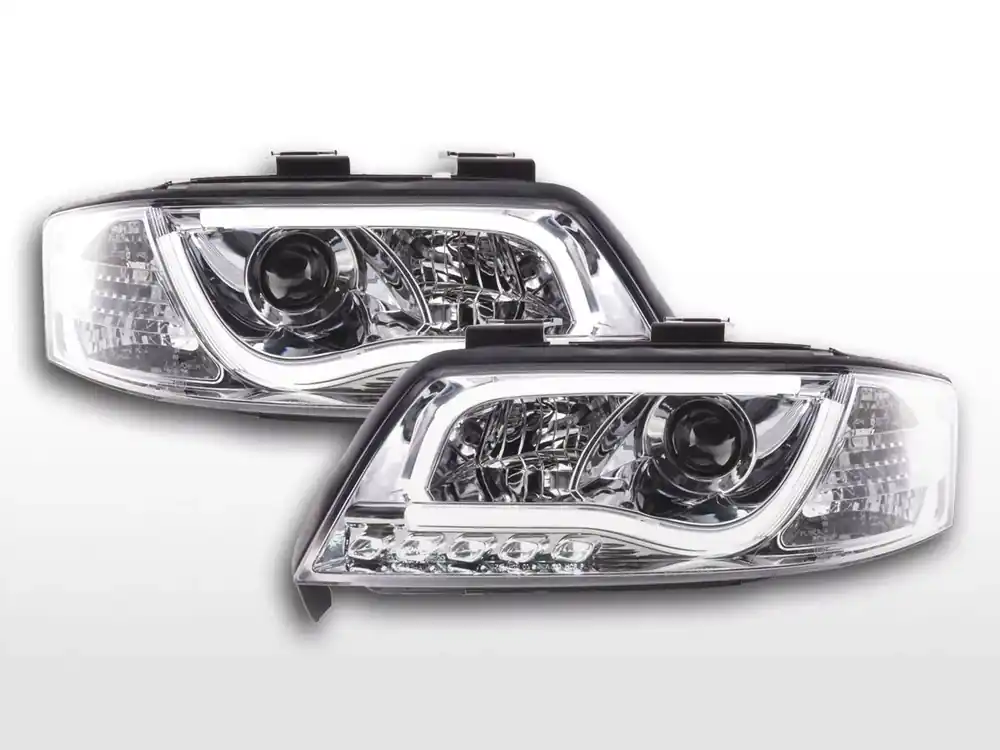 Scheinwerfer Set Daylight LED TFL-Optik passend für Audi A6 Typ 4B 01-04 chrom Online Kaufen