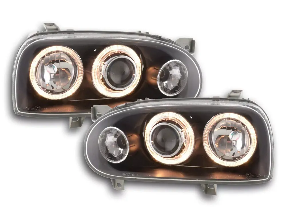Aktuell Scheinwerfer Set Angel Eyes passend für VW Golf 3 91-97 schwarz