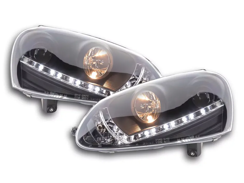Scheinwerfer Set Daylight LED TFL-Optik passend für VW Golf 5 Typ 1K (03–08) schwarz Rabatt