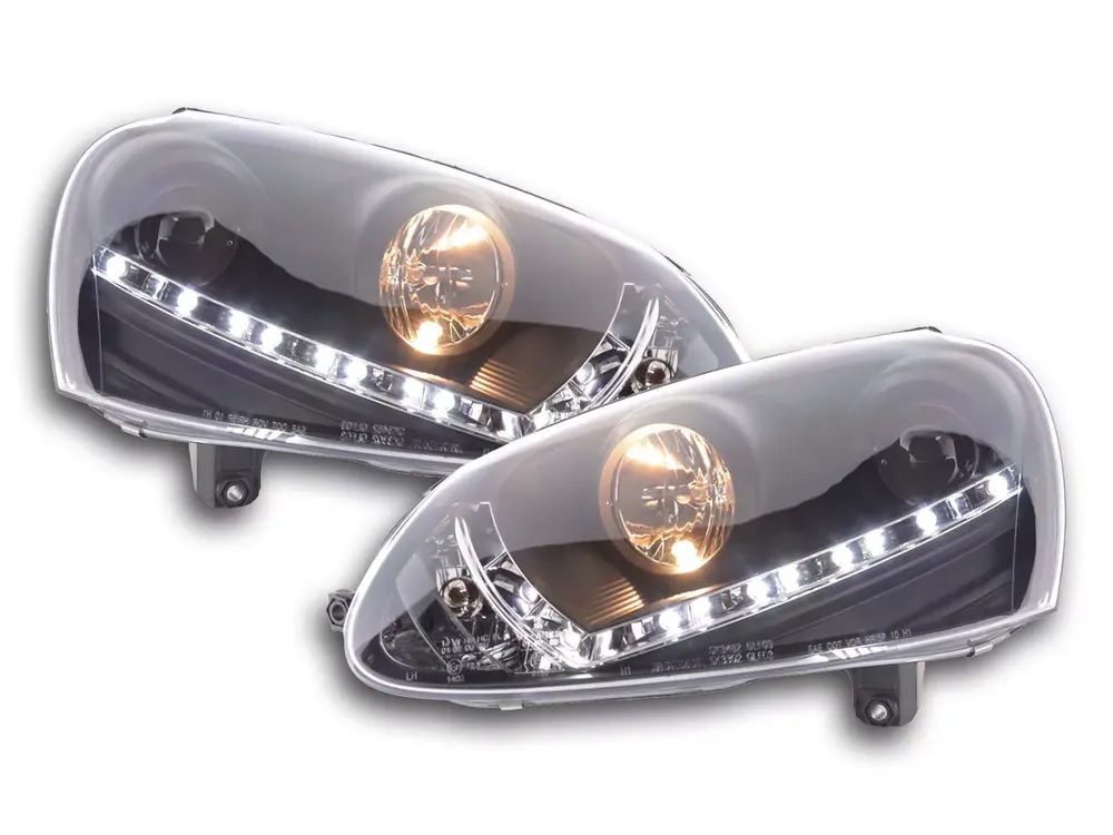 Scheinwerfer Set Daylight LED TFL-Optik passend für VW Golf 5 Typ 1K 03-08 schwarz Wochenendangebot