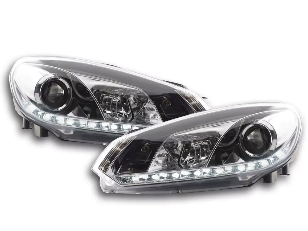 Scheinwerfer Set Daylight LED Tagfahrlicht passend für VW Golf 6 chrom Schneller Versand