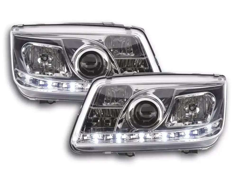 Scheinwerfer Set Daylight LED TFL-Optik passend für VW Bora 1J 99-04 chrom Bestpreis