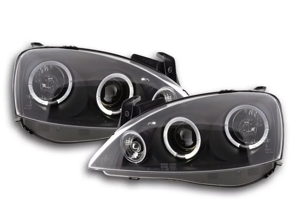 Neu Scheinwerfer Set passend für Opel Corsa C 01-06 schwarz