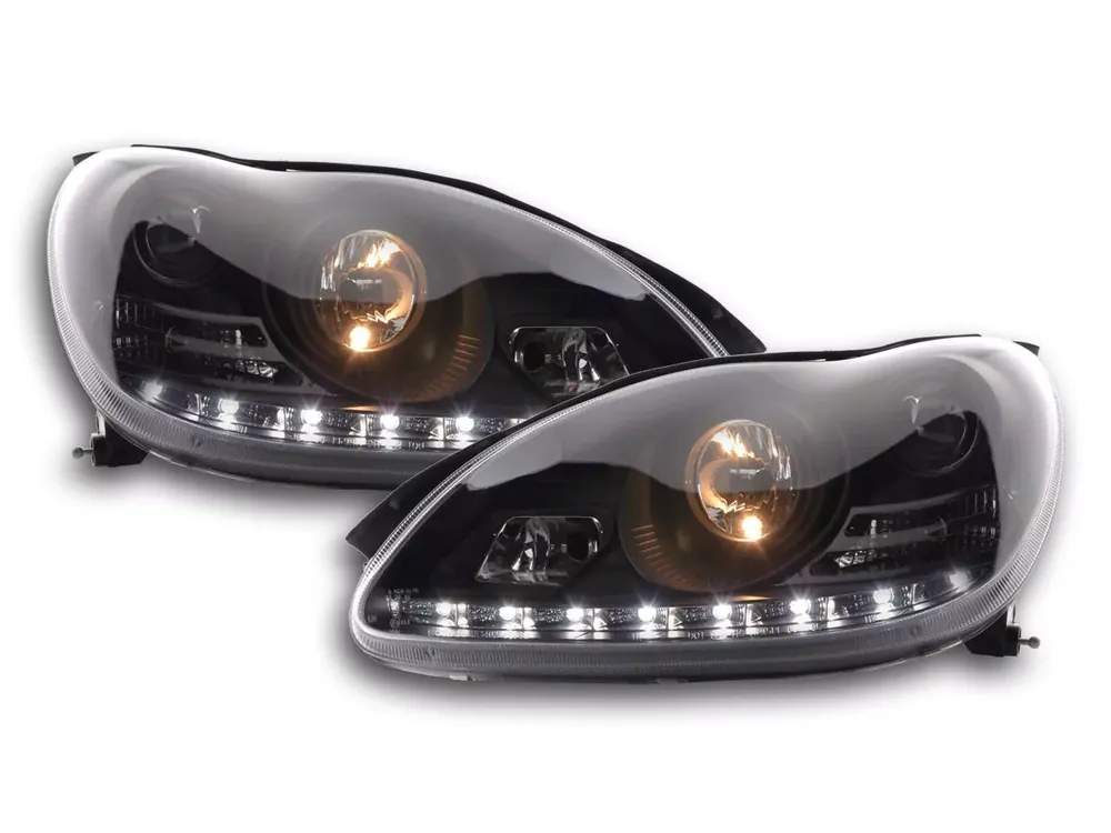 Scheinwerfer Set Daylight LED TFL-Optik schwarz passend für Mercedes S-Klasse W220 02–05 Direktkauf